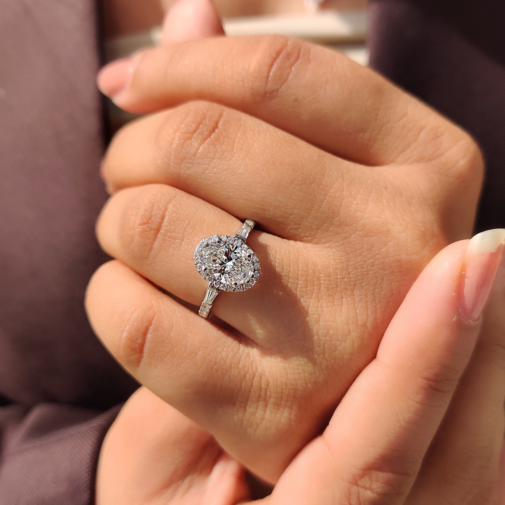 Cushion Hidden Halo Lab Grown Diamond Engagement Ring